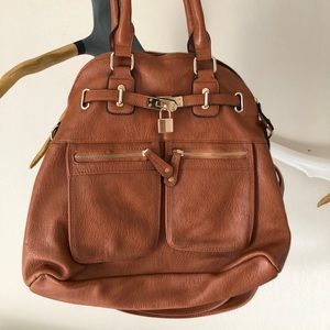 Street Level Cognac Crossbody with shoulder straps